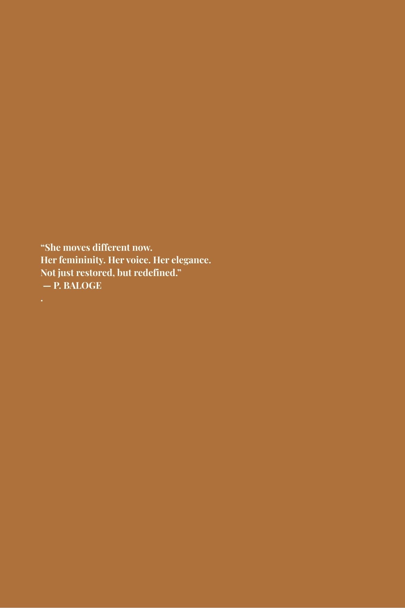 Back cover of “She Moves Different: In Her Femininity” — a guide for women refining their feminine identity with grace, high standards, and magnetic inner strength.