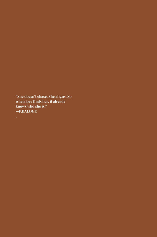 Back cover of “She Moves Different: In Love” by P. Baloge. Includes poetic description of alignment, secure love, clarity, and self-worth.