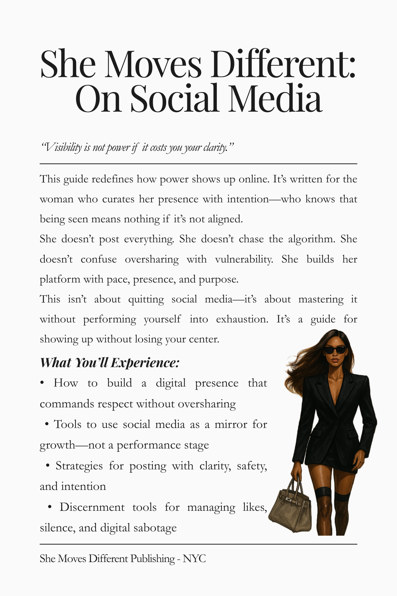 Preview page of “She Moves Different: On Social Media.” Teaches mystery, discernment, and how to stay visible without becoming overexposed online.